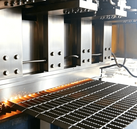 steel grating with machine